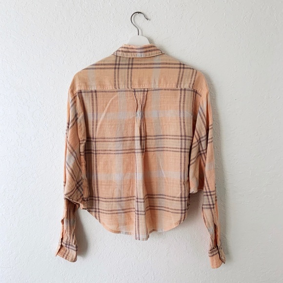 Free People Cutie Cropped Plaid Button Down Top XS - Picture 6 of 11